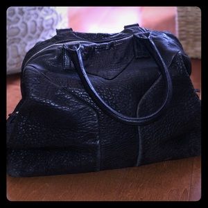 YSL Easy Tote in black pebbled leather